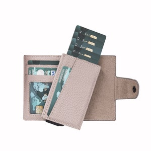 Portemonnee met RFID-blokkeringsmechanisme - leren portemonnee - creditcardhouder - hoesje voor visitekaartjes - portemonnee gepersonaliseerd - aangepast cadeau / GRIJS