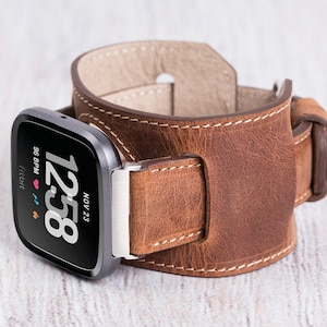 Cuff Fitbit Versa 4 Leather Band, Fitbit Sense 2 Strap, Fitbit Versa 3 / Fitbit Versa 2 / Fitbit Sense / Fitbit Versa Lite Band, Watch Band
