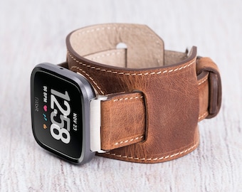 Leather Cuff Fitbit Band: Versa 4 / Sense 2 / Versa 3