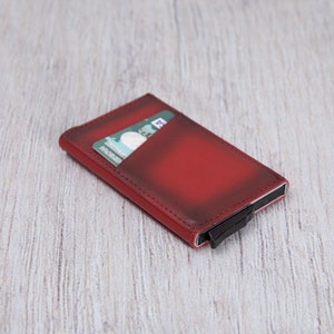 Portemonnee dames - kaarthouder RFID-blokkeringsmechanisme - leren creditcardhouder - portemonnee gepersonaliseerd - lasergraveren - cadeau / EFFECT ROOD