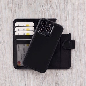 Personalized iPhone 13 Pro Full Grain Leather Wallet Case: RFID Protective