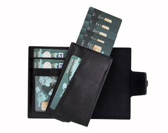 RFID Blocking Leather Wallet: Personalized Card Holder, Black