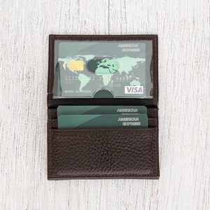Portemonnee heren - leren creditcardportemonnee - visitekaarthouder - gepersonaliseerde volnerf leren portemonnee - herencadeau - verjaardagscadeau / BRUIN