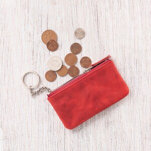 Damesportemonnee - leren kaartportemonnee - creditcardhouder - visitekaarthouder - dames cadeau - jubileumcadeau - verjaardagscadeau / ROOD