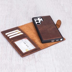 Leather Galaxy S25 Ultra Wallet Case: Detachable Cover, Wireless Charging