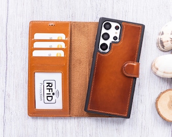 Leather Samsung Galaxy S26 Ultra / Plus Detachable Case RFID Card Holder Stand Business Wallet