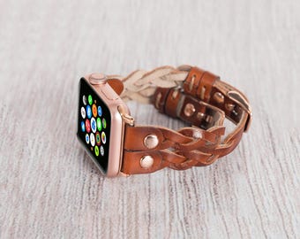 Braided Leather Apple Watch Band: Personalized iWatch Strap
