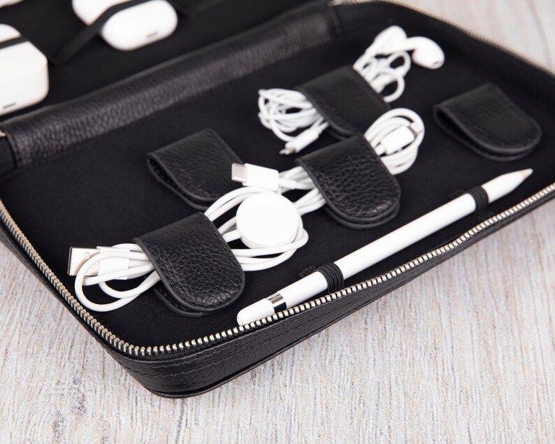 Cable Organizer Leather Cord Holder Travel Charger Storage Etsy