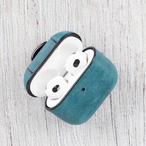 Leather AirPods 3 Earphone Protective Cover Supports Wireless Charge, Personalized AirPods 3 Full Grain Leather Case, Headphone Case, Gift
