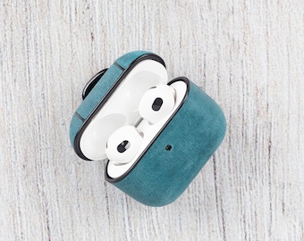 Leather AirPods 3 Earphone Protective Cover Supports Wireless Charge, Personalized AirPods 3 Full Grain Leather Case, Headphone Case, Gift