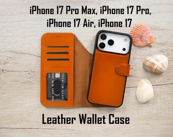 Personalized iPhone 17 Pro Max Case, Magnetic Closure, MagSafe Cover, Kickstand Wallet