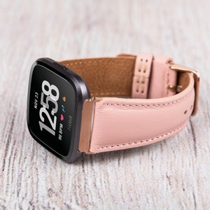 Personalized Pink Leather Fitbit Band: Versa & Sense Series