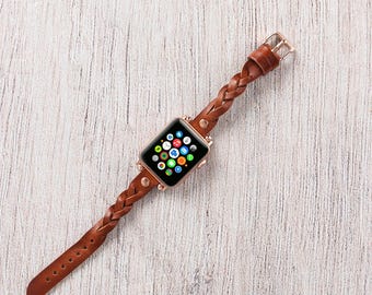 Braided Leather Apple Watch Band: Full Grain iWatch Strap