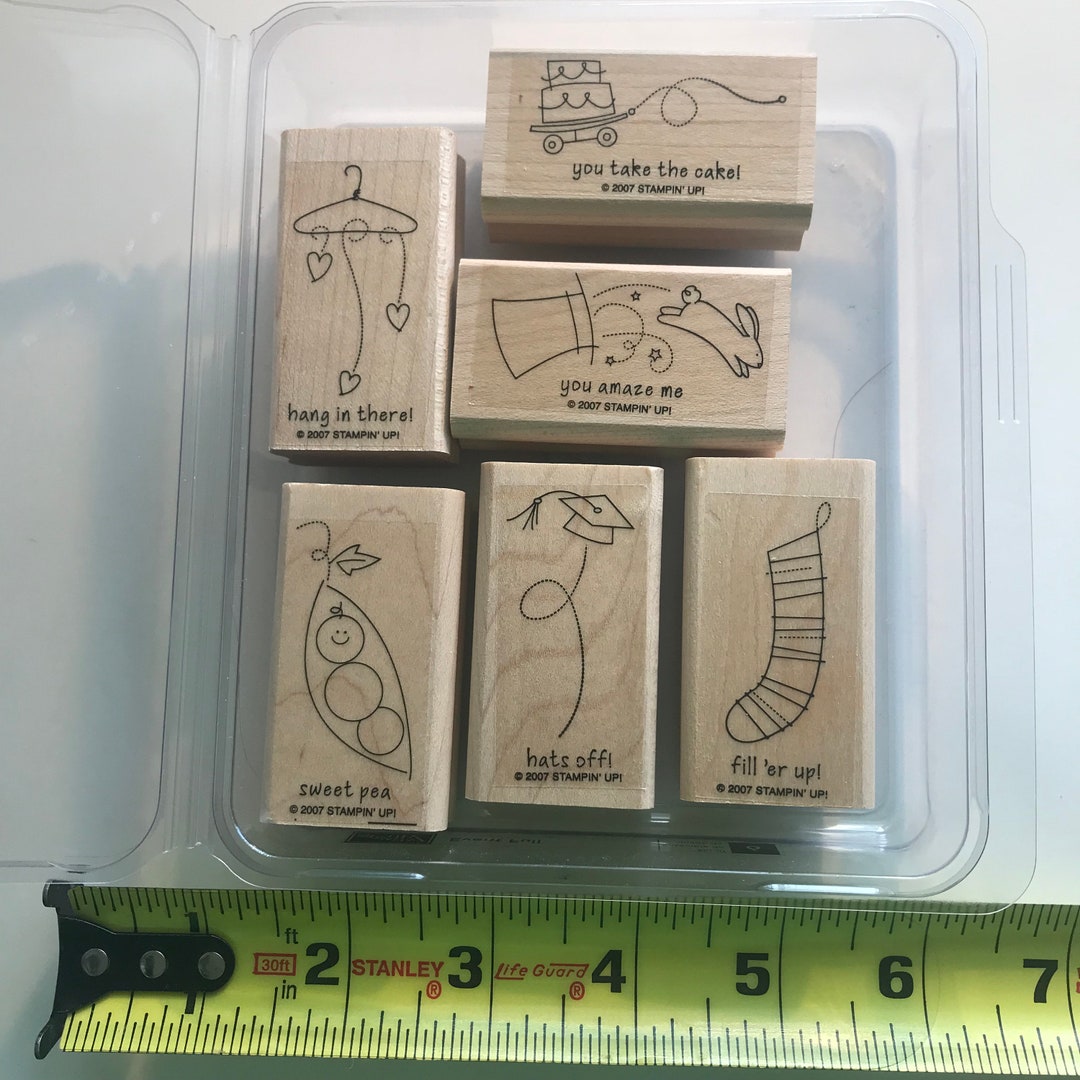 Stampin' Up! Rubber Stamp Set "event Full", Set of 6. Mounted on Wood ...