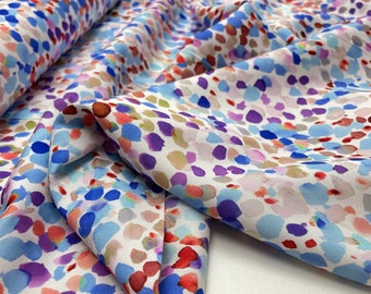 Viscose stretch fabric woven dots blue