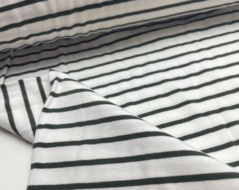 Stripe jersey fabric olive green white