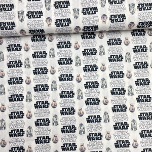 Tissu en coton motif Star Wars blanc