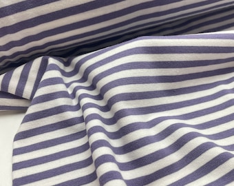 Stripe jersey fabric purple white