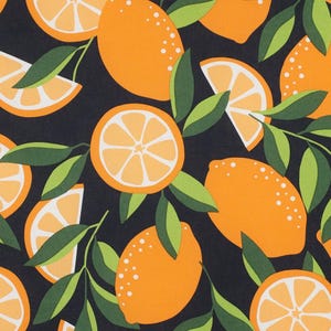 Tissu en coton enduit motif coquelicot orange bleu