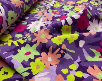 Nerida Hansen jersey fabric flowers purple