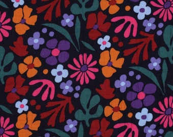 Poppy design muslin fabric flowers colorful