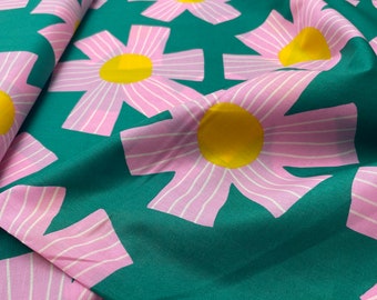 Nerida Hansen cotton voile fabric flowers green