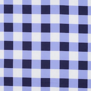 Tissu en coton enduit à carreaux bleus avec motif coquelicot