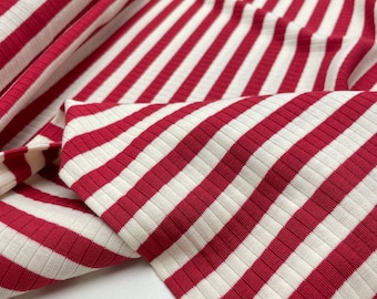 Rib jersey fabric stripes Swafing rings red