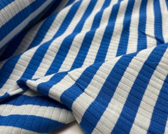 Rib jersey fabric stripes Swafing rings blue