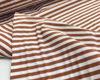Stripe jersey fabric rust white