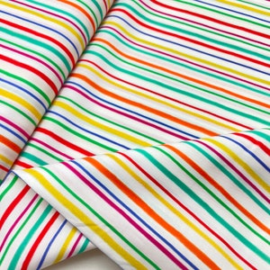 Tissu en coton à rayures blanches Swafing Henry
