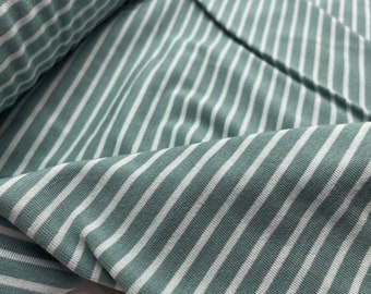 Striped jersey fabric petrol mint