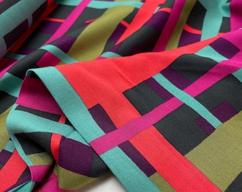 Nerida Hansen viscose stof met stretch, geweven stof, geruit rood