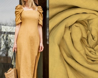 Fibre Mood linen fabric mustard yellow
