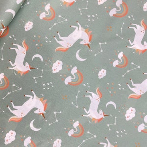 Tissu en coton Swafing Timu, licorne, menthe