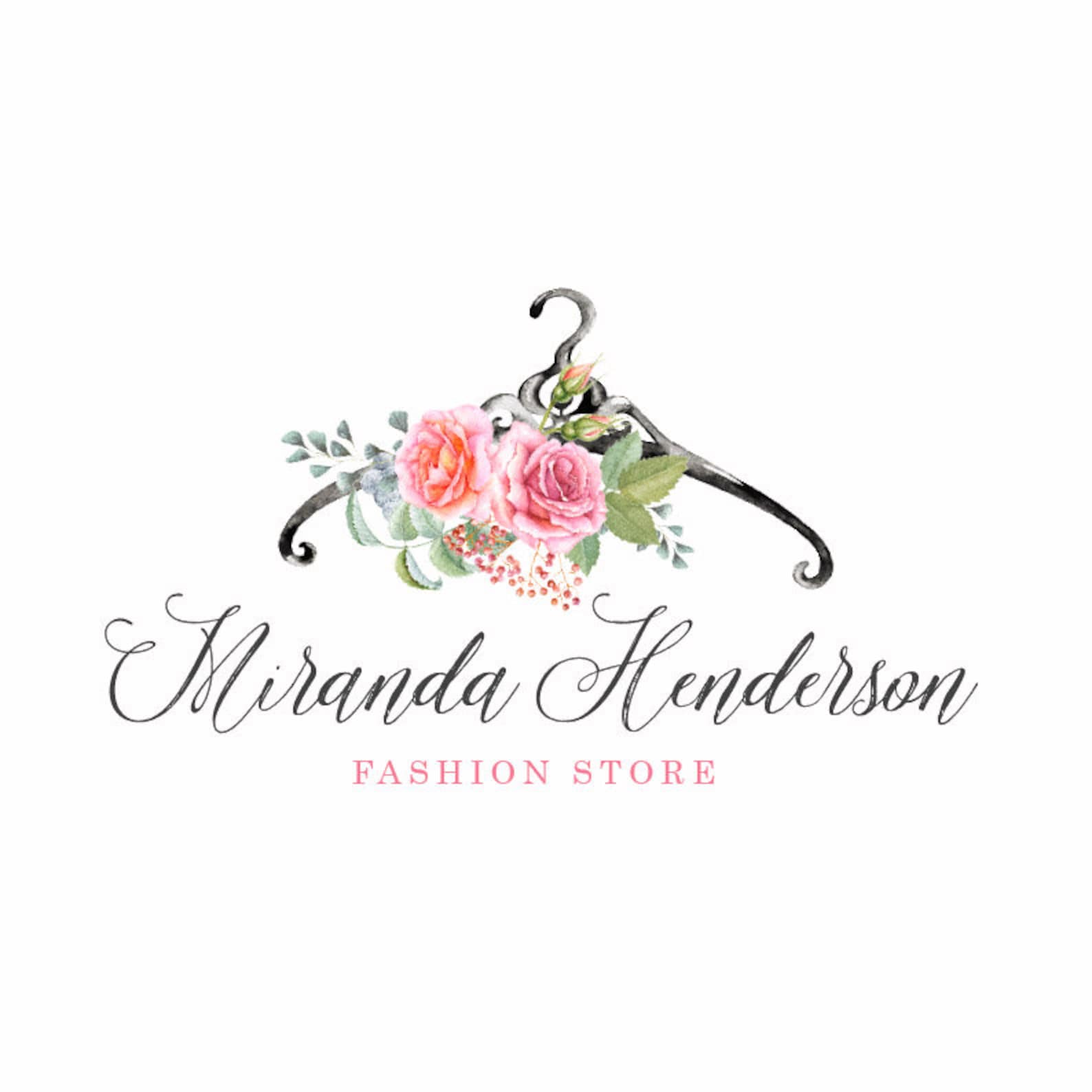 Clothes hanger Logo Boutique logo Flower hanger logo chic Etsy