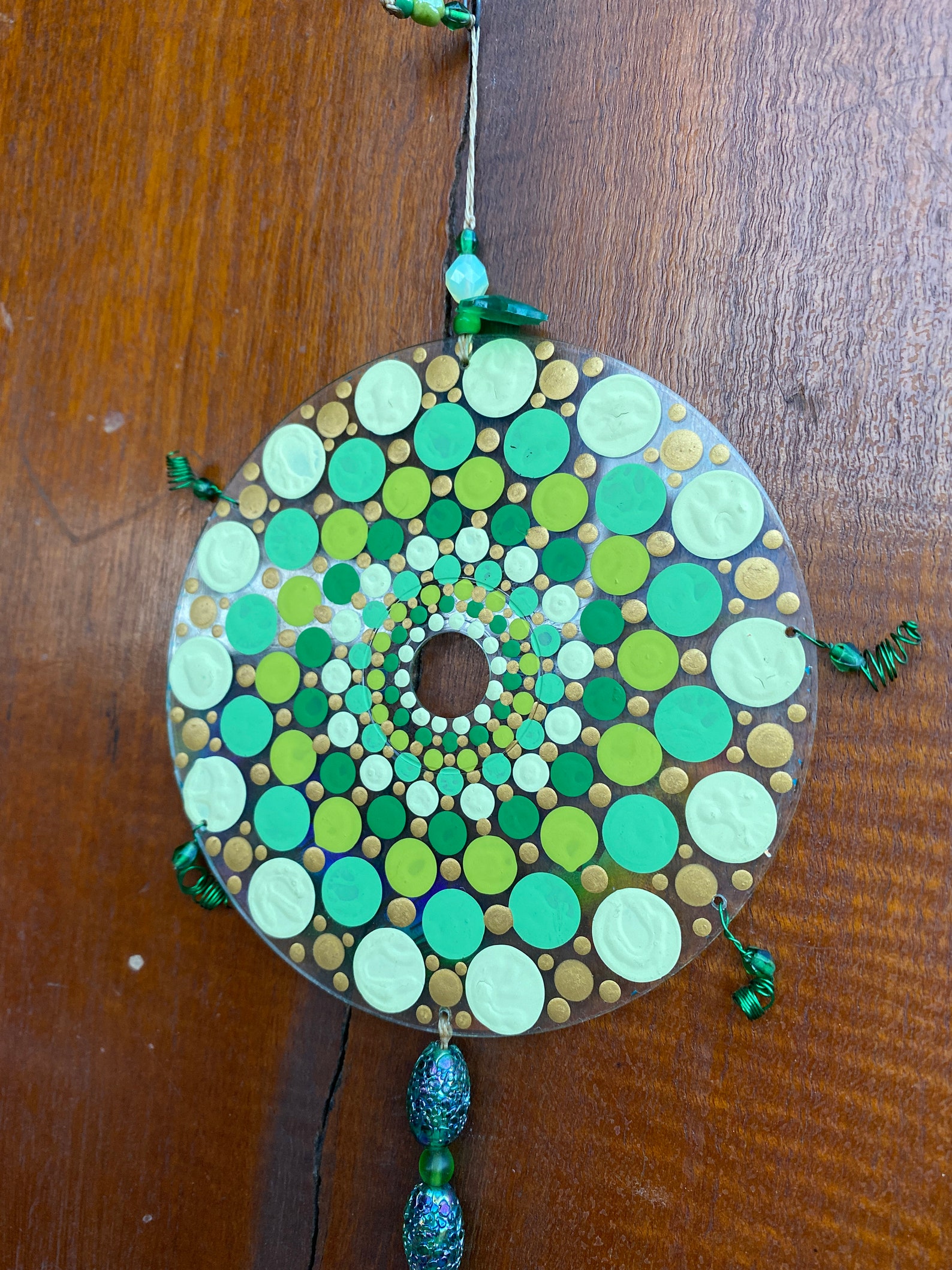 Up Cycled Recycled CD Sun Catcher Hand Painted Mandala Etsy