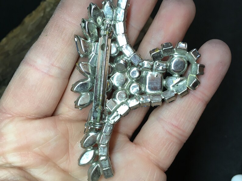 Large Blue Rhinestone Paisley Brooch RecycledOdds
