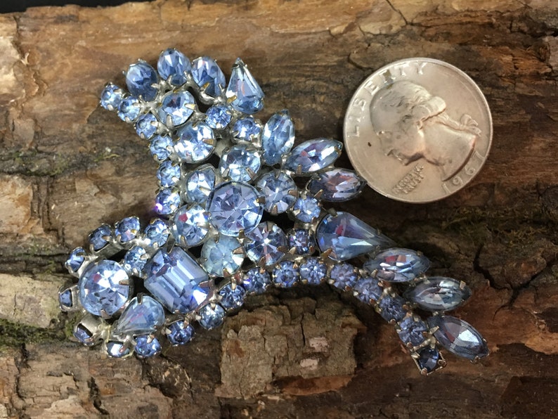 Large Blue Rhinestone Paisley Brooch RecycledOdds