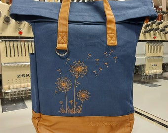 Rucksack Pusteblume personalisiert bestickt Baumwolle beschichtet