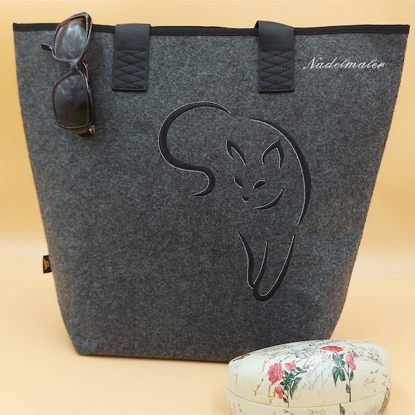 Shopper Katze personalisiert Filz bestickt Mieze Tasche