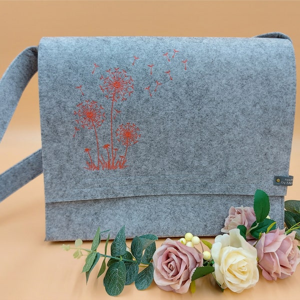 Messenger Bag Tasche Shopper bestickt Pusteblume Dandelion personalisierbar