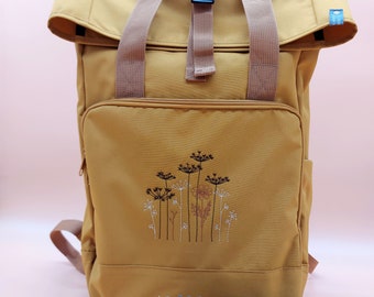 Rucksack Laptop Wildblumen personalisiert Backpack Roll-Top