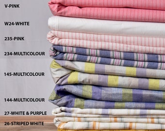 Pure Cotton Yarn Dyed Fabric | Design-Stripes | Gsm- 60-132 | Price / Meter (1.09 Yard)