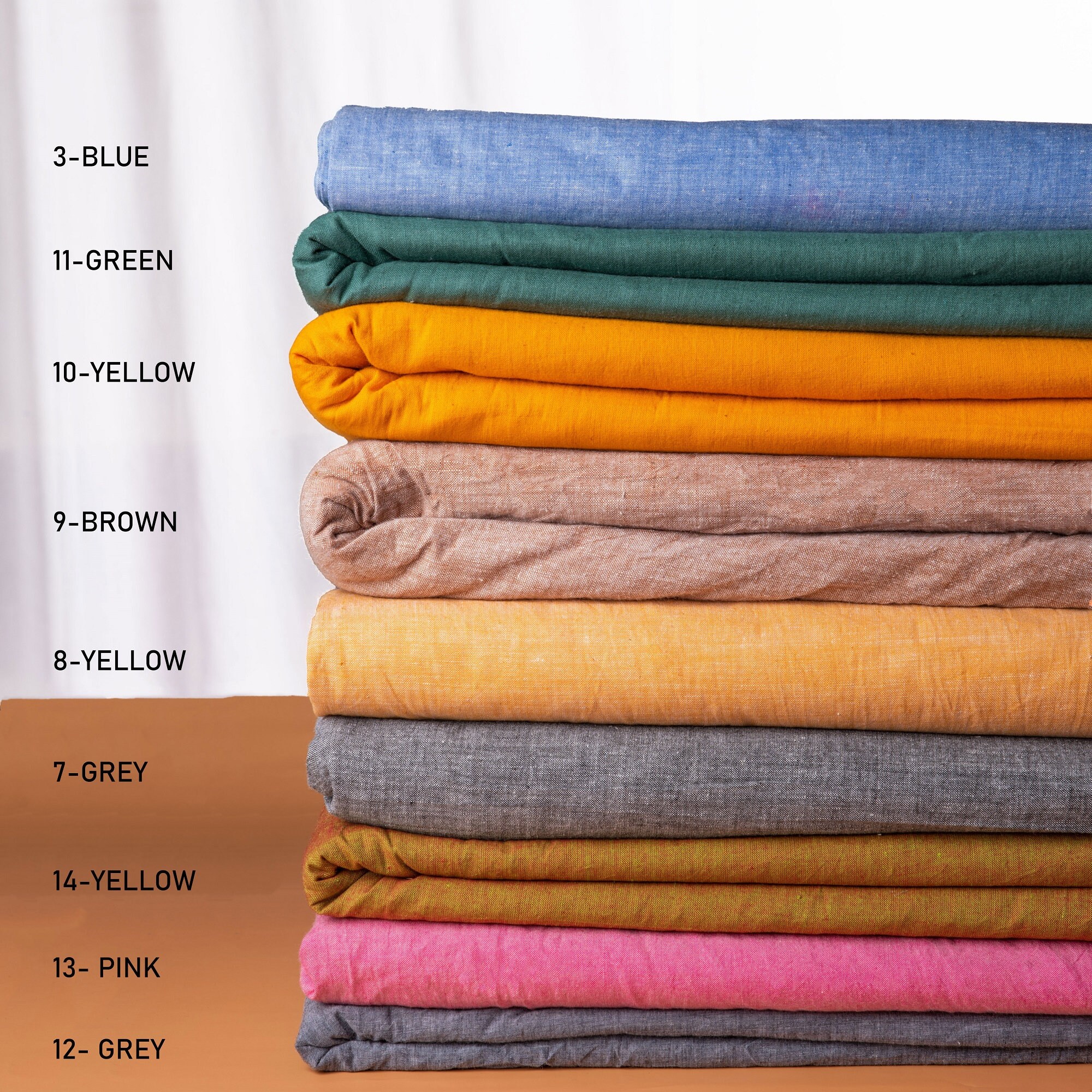 Khadi Chambray pure Handspun Cotton Yarn Dyed Fabric GSM 65-105 Price /  Meter 1.09 Yard 