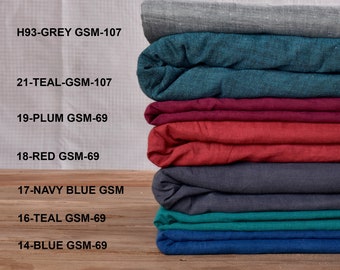 Cotton Khadi Solid Fabric | GSM - 67-107 | Price / Meter (1.09 Yard)