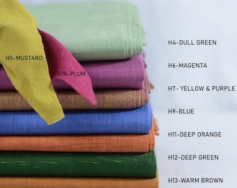 Handspun Khadi Cotton Fabric: Solid Yarn Dyed Weave, 45 Inch