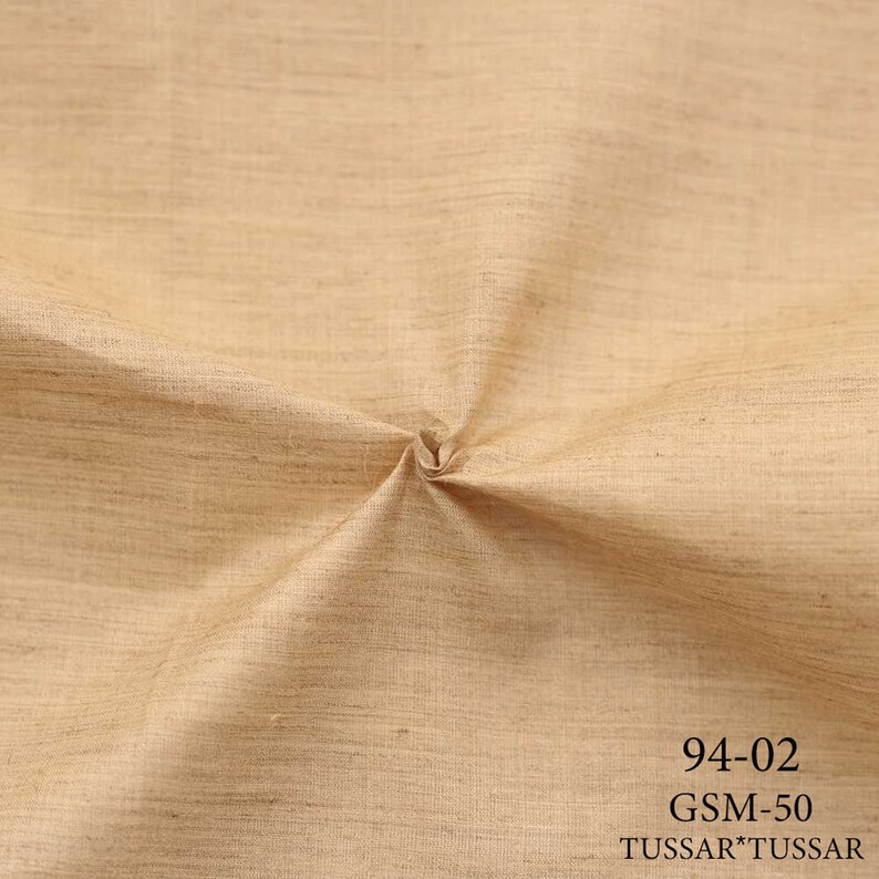 Hand Spun Tussar Silk Fabric: Natural Handwoven Material 2. CT Tussar/Tussar