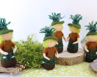 Root children Waldorf style, felted fairy tale figure for the seasonal table, nature table, root children felted for spring decoration