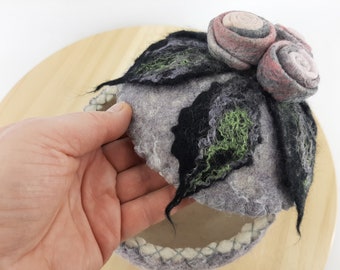 Large felt box in romantic style, jewelry collector, jewelry box, felt object, utensil, organizer, decoration, storage option